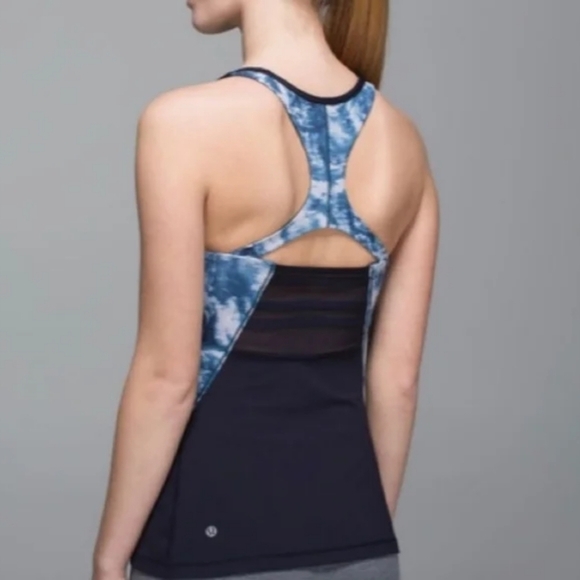 Lululemon Athletic Mesh With Me Tank Top Navy Blue Lake - Picture 3 of 16